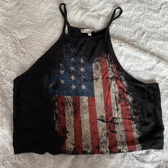 Charlotte Russe Tops - Charlotte Russe distressed american flag crop top